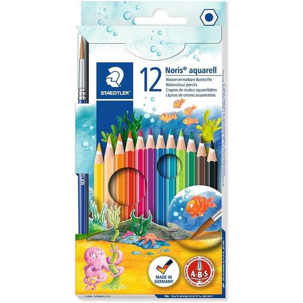 Imagem de Lápis de Cor Aquarelável Staedtler Noris C/ 12 Cores + Pincel 144