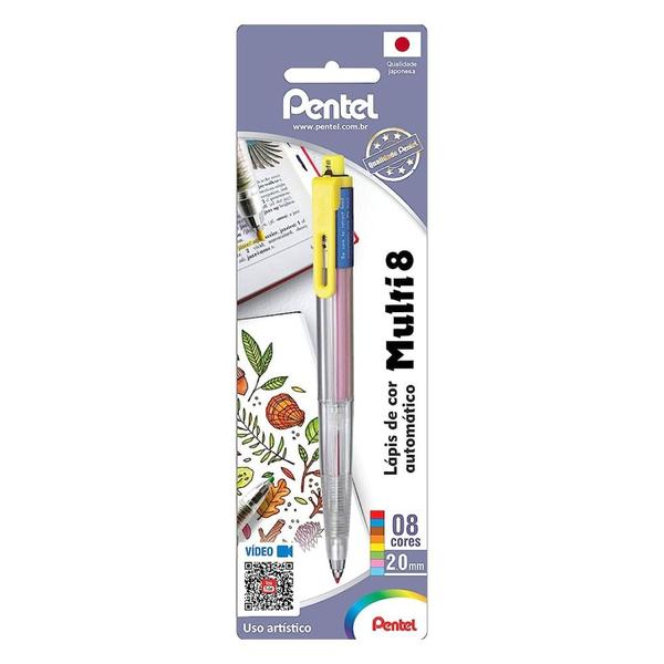 Lápis de Cor Automático Pentel Multi 8 8 Cores Imagem de Lápis de Cor Automático Pentel Multi 8 8 Cores