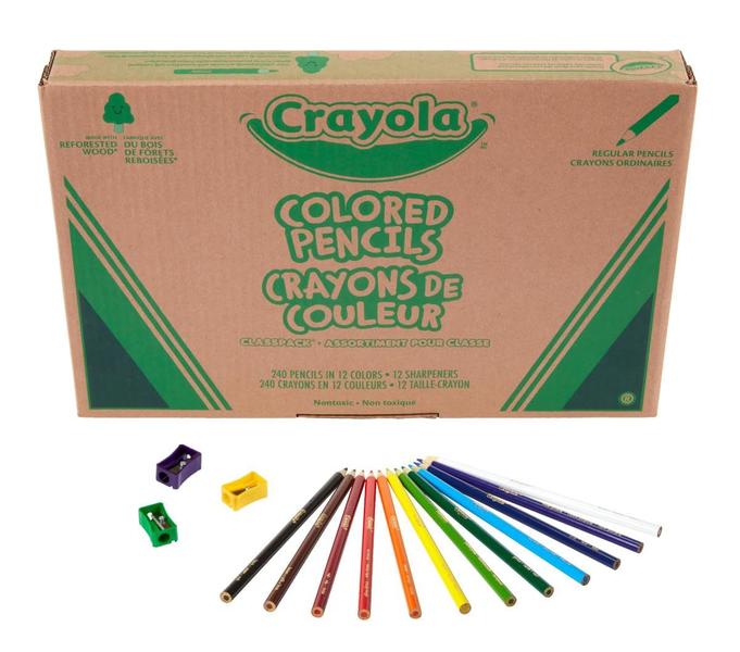 Imagem de Lápis de cor Crayola Classpack 240 ct com 12 apontadores