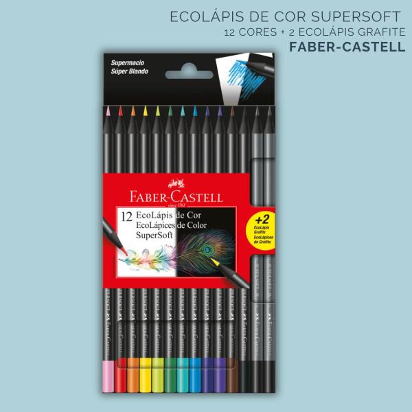 Imagem de Lápis de Cor EcoLápis SuperSoft 12 Cores Com 2 EcoLápis Grafite Faber-Castell