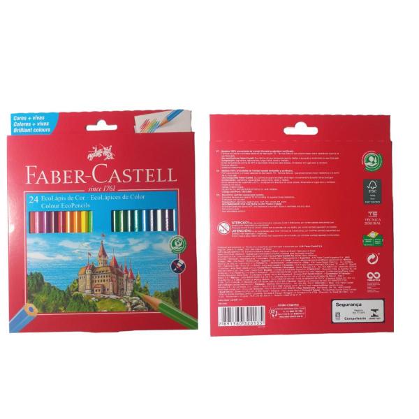 Imagem de Lapis de cor Faber Castell 24 Cores Sextavado Ecolapis Cores Vivas