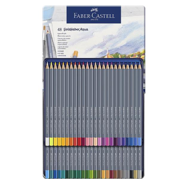 Imagem de Lápis de Cor Faber Castell Goldfaber Aquarelável Estojo de Lata com 48 Cores