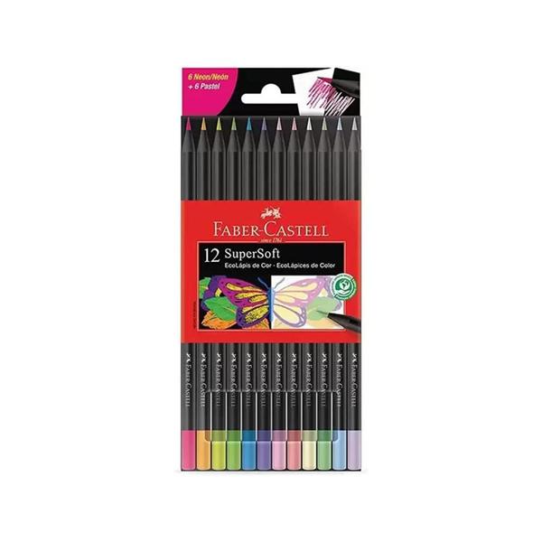 Imagem de Lápis de Cor Faber Castell Supersoft 06 Cores Neon + 06 Cores Pastel