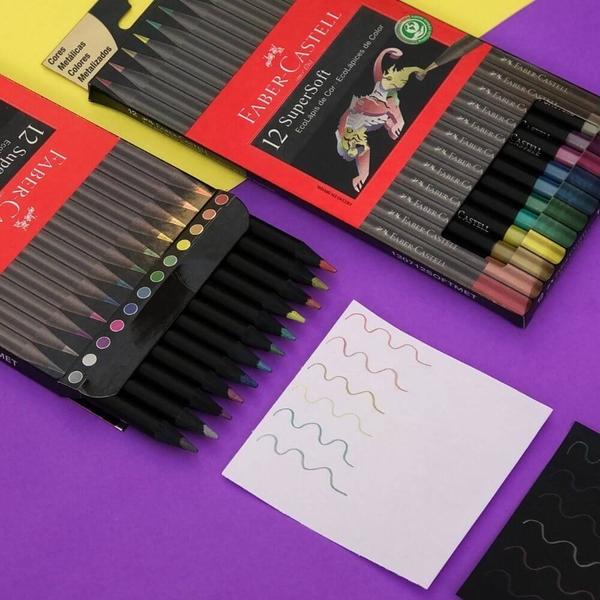 Imagem de Lápis de Cor Faber Castell Supersoft 12 Cores Metálicas