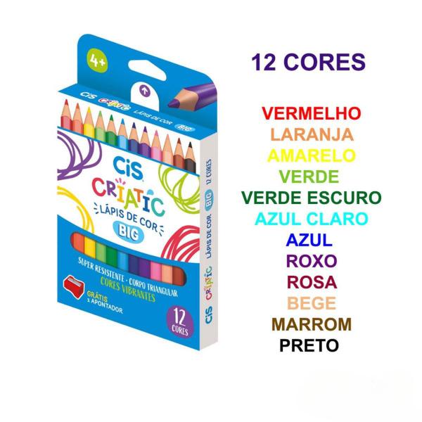 Imagem de Lapis de Cor Infantil Jumbo 12 Cores Lapis Grosso Criatic Cis