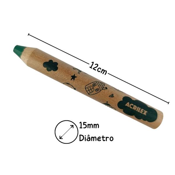 Imagem de Lápis de Cor Jumbo 12 cores Acrilex Ref 09621