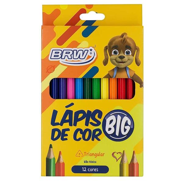 Imagem de Lapis de cor jumbo infantil ponta grossa triangular 12 cores - brw