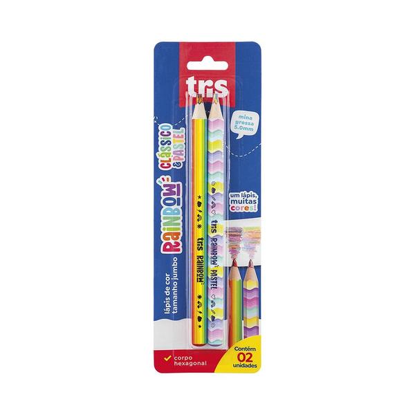 Lápis De Cor Jumbo Rainbow Mina Clássica E Pastel Cart C/2 UN Tris - NoBrand Imagem de Lápis De Cor Jumbo Rainbow Mina Clássica E Pastel Cart C/2 UN Tris