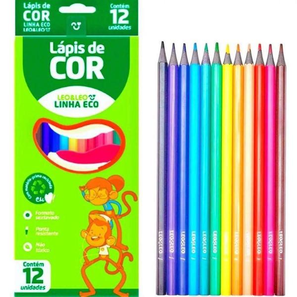 Imagem de Lápis de Cor Linha Eco 12 cores Leo & Leo Kit 03 pcs Atacado