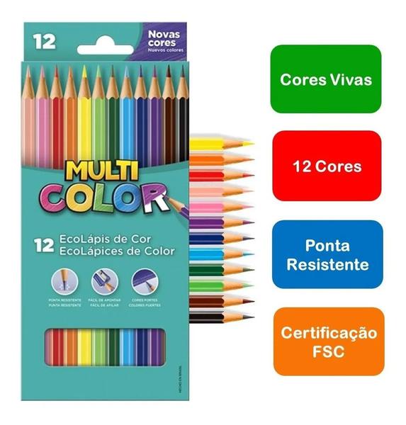 Imagem de Lápis De Cor Multicolor 34 Cores (básicas + Pele + Pastel)