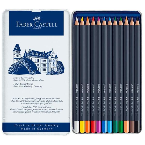 Imagem de Lápis de Cor Permanente Goldfaber Estojo Metálico com 12 cores - Faber-Castell