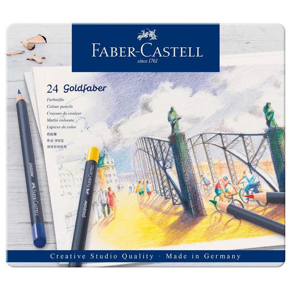 Imagem de Lápis de Cor Permanente Goldfaber Estojo Metálico com 24 cores - Faber-Castell