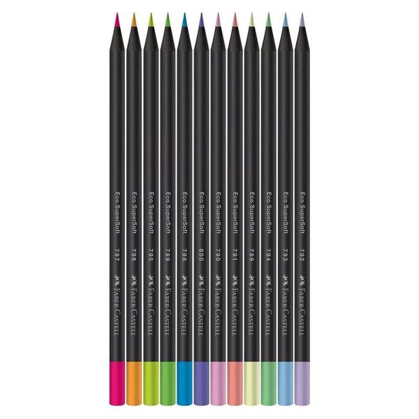 Imagem de Lápis De Cor Supersoft Com 12 Cores 6 Neon + 6 Pastéis Faber-Castell