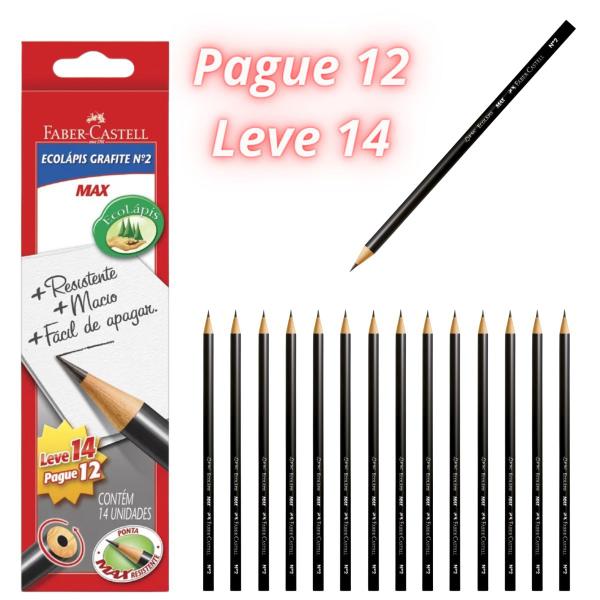 Lápis de Escrever Preto Redondo Ecolápis Nº2 HB Faber Castell 14 Unidades - FABER-CASTELL Imagem de Lápis de Escrever Preto Redondo Ecolápis Nº2 HB Faber Castell 14 Unidades