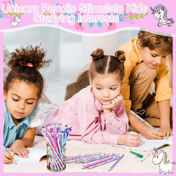 Imagem de Lápis Fainne Unicorns Rainbow HB apagáveis com borracha 36 unidades