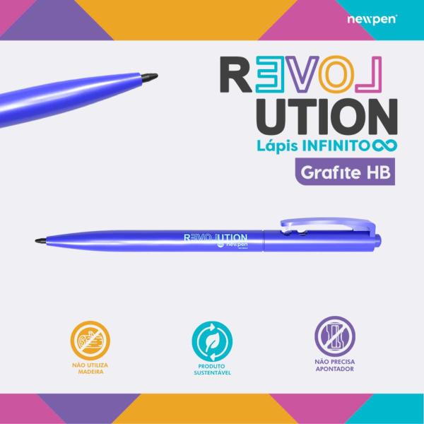 Imagem de Lapis grafite revolution retratil metallic blue hb newpen