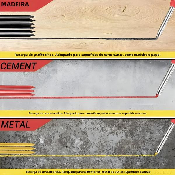 Imagem de Lápis Mecânico de Carpinteiro 2,8mm - 3 Cores com Apontador