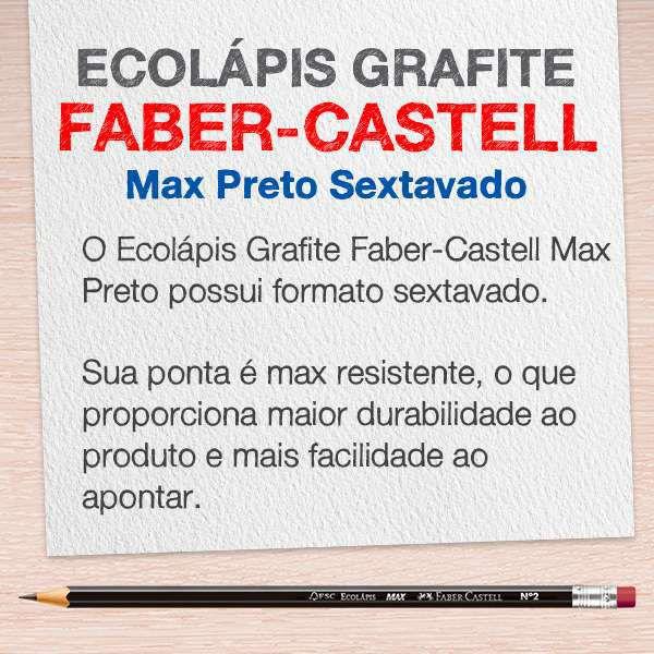 Imagem de Lápis Preto Ecolápis Max Sextavado Faber-Castell HB N.2 C/Borracha 1-un.