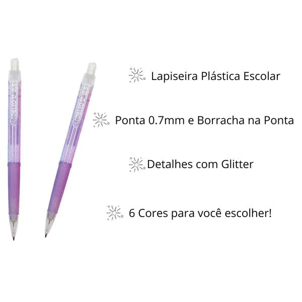 Imagem de Lapiseira 0.7mm Escolar Colorida Clear C/ Borracha Leo&Leo