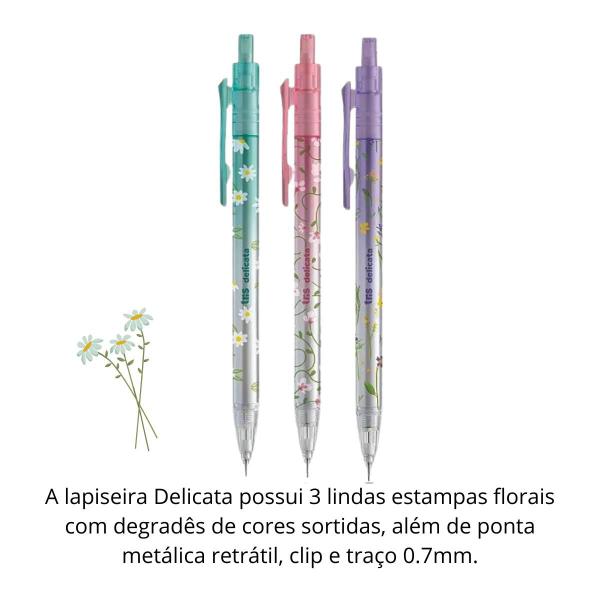 Imagem de Lapiseira Escolar 0.7mm Delicata Flores Tris