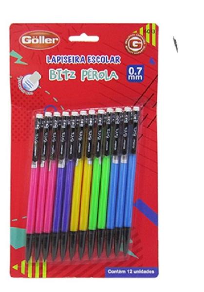 Imagem de Lapiseira Escolar Bitz Perola 0.7mm Com Borracha Kit 12 pç