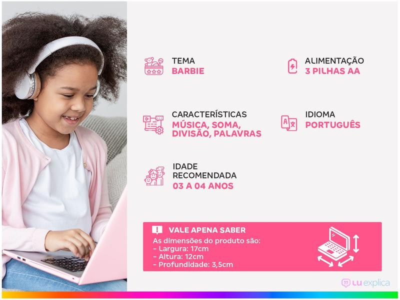 Imagem de Laptop Infantil Barbie Musical