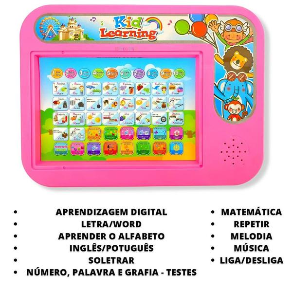 Imagem de Laptop Infantil Brinquedo Educativo Prancheta Musical Tablet Alfabetização Bilingue Ingles