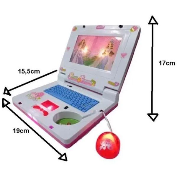 Imagem de Laptop Infantil Princesas Imagem Toca Musica Rosa Brinquedo Notebook Luzes