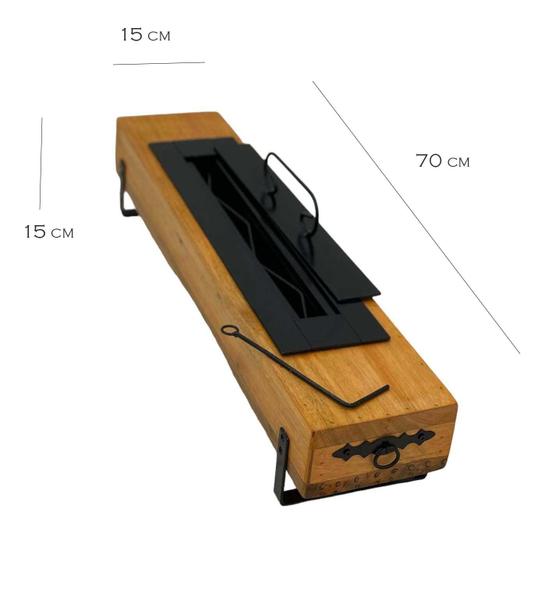 Imagem de Lareira A Alcool Ecológica Madeira E Ferro Aquecedor 70 Cm