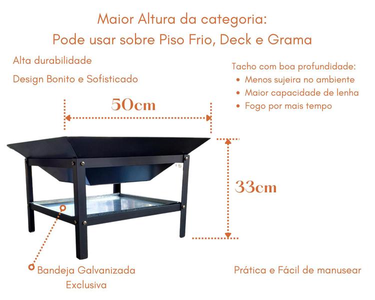 Imagem de Lareira Externa p/ Jardim Portátil 50cm a Lenha Aquecedor Fogueira Fireplace 