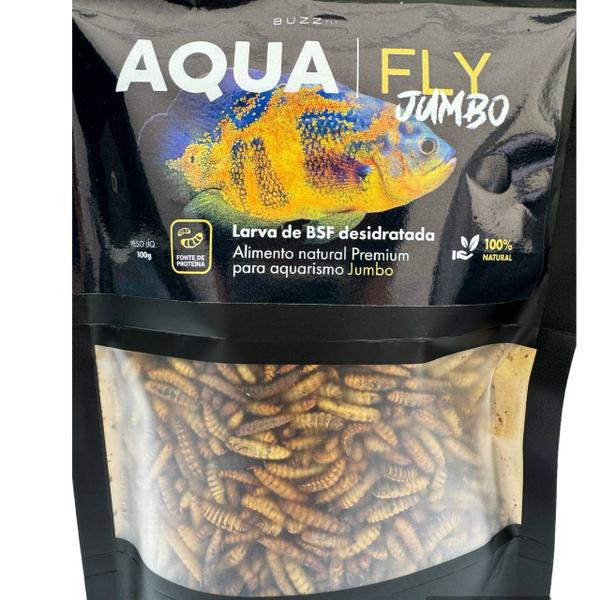 Imagem de Larva de Mosca AquaFly Jumbo 100g alimento peixes proteico 