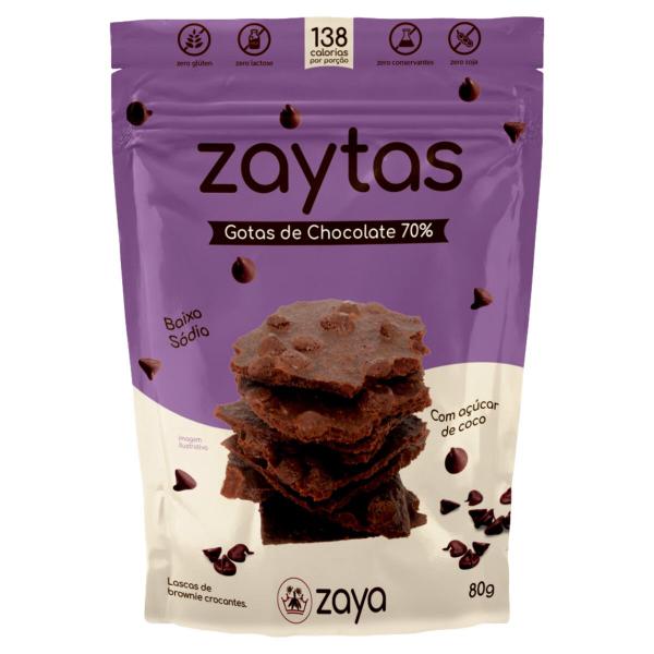 Lascas Zaytas de brownie crocantes sabor chocolate 70% ZAYA 80g Imagem de Lascas Zaytas de brownie crocantes sabor chocolate 70% ZAYA 80g