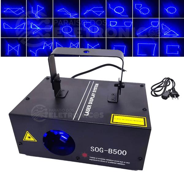 Imagem de Laser B500 Canhão Raio Holográfico Azul Jogo De Luz Efeitos Impressionantes Bivolt SOGB500