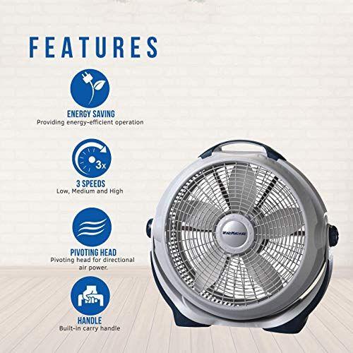 Imagem de Lasko 3300 Wind Machine Air Circulator Portátil High Velocity Floor Fans, para Brisas de Resfriamento em casa interior e, ruído branco no quarto