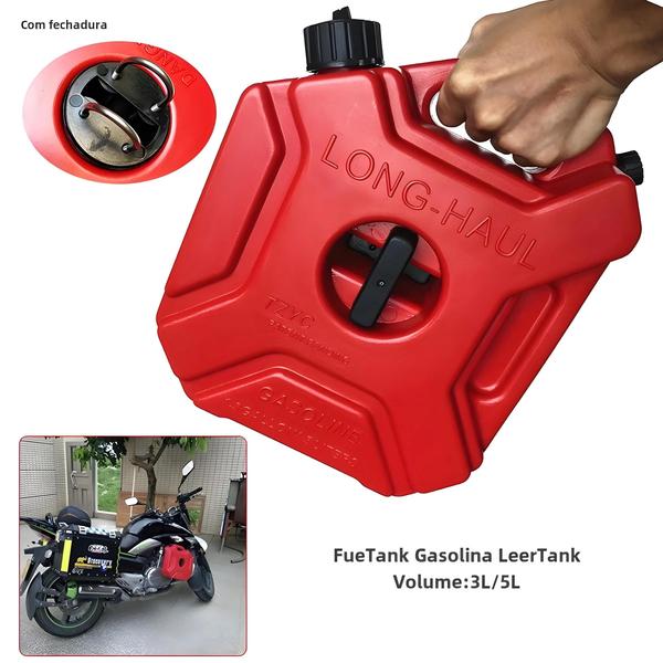 Imagem de Lata de Armazenamento de Gasolina e Diesel para Motocicleta - Grande Capacidade com Trava