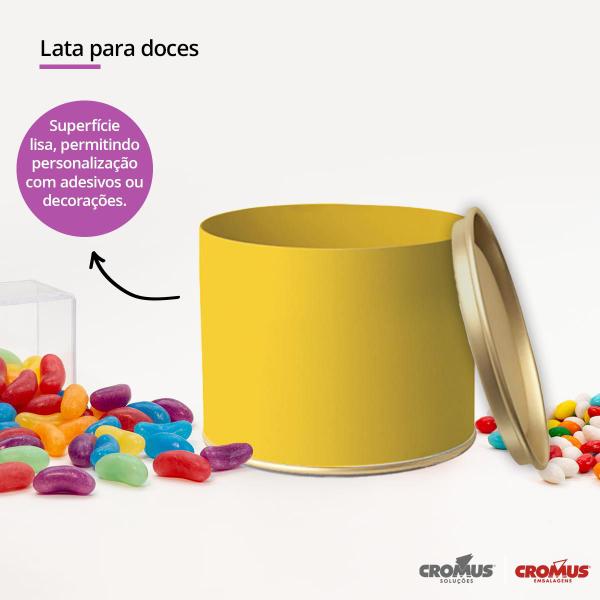 Imagem de Lata de papel Cartão e Metal Amarelo para Bombons Lembrancinhas Surpresas 7x10 cm 4Un