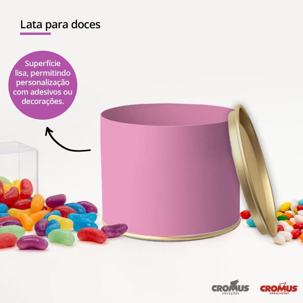 Imagem de Lata de papel Cartão e Metal Rosa claro para Bombons Lembrancinhas Surpresas 7x10 cm 4Un