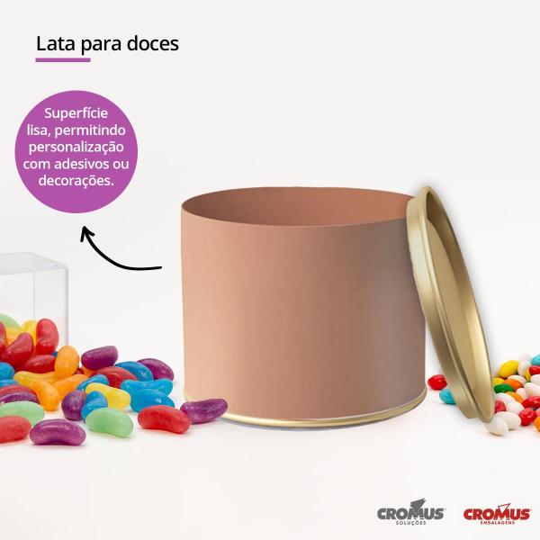 Imagem de Lata de papel Cartão e Metal Rose Gold para Bombons Lembrancinhas Surpresas 7x10cm 6Un