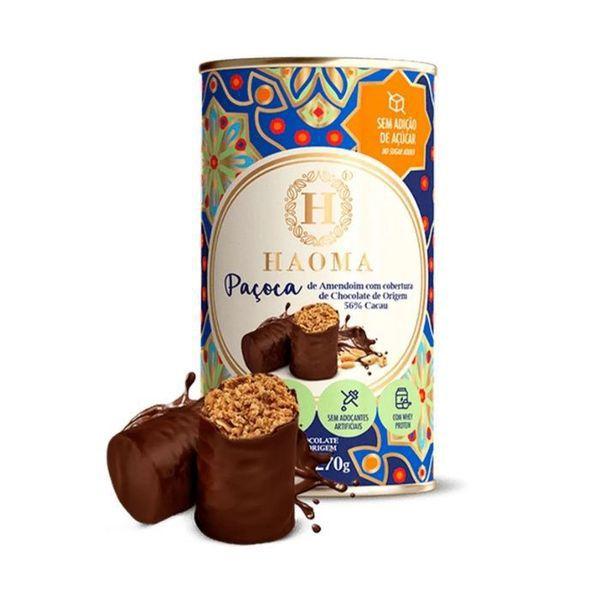 Imagem de Lata paçoca de amendoim com chocolate 56% cacau haoma 270g