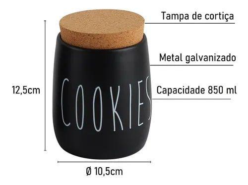 Imagem de Lata Porta Condimentos Preto Oak Biscoitos Marca Yoi 850ml