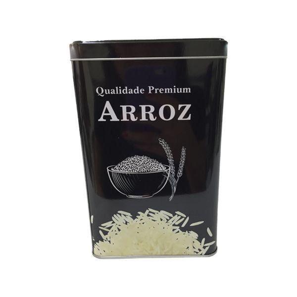 Imagem de Lata Pote Decorativa Quadrada Arroz e Biscoito Kit Com 2 - Amg - Tampas