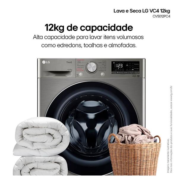 Imagem de Lava e Seca 12Kg LG Smart Inox com 12 Programas de Lavagem - CV5012PC4