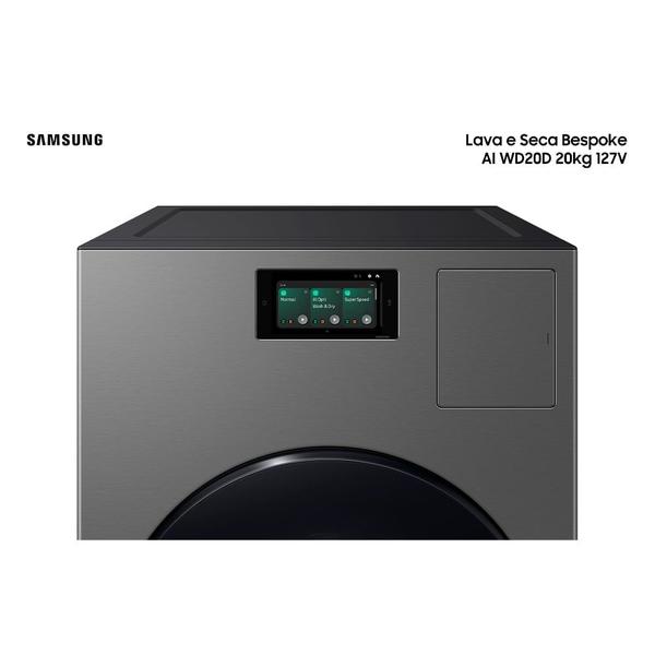 Imagem de Lava e Seca Bespoke Samsung AI Laundry Heat Pump 20kg Inox - WD20DB8995BZAZ