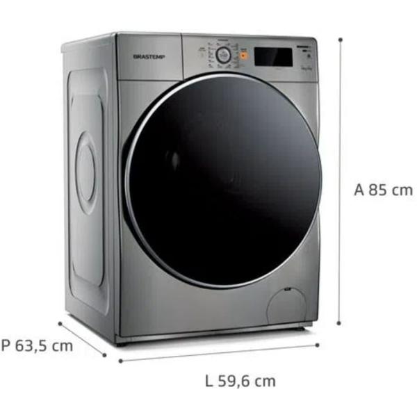 Imagem de Lava e Seca Brastemp 10,1kg/6kg prata Água Quente com Ciclo Tira Manchas Pro e Ciclo 1h Pronto para Vestir - BNQ10AS