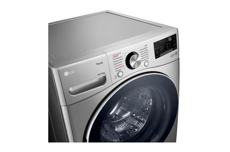 Imagem de Lava e Seca LG Smart 18kg Inox Look com Inteligência Artificial AIDD (WD18SV2S6B) - 127V