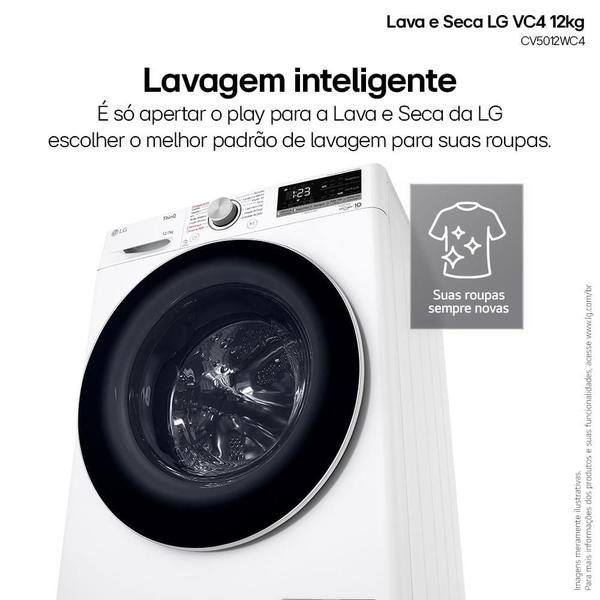 Lava e Seca LG VC4 Smart com Inteligência Artificial 12kg Branca CV5012WC4 Imagem de Lava e Seca LG VC4 Smart com Inteligência Artificial 12kg Branca CV5012WC4
