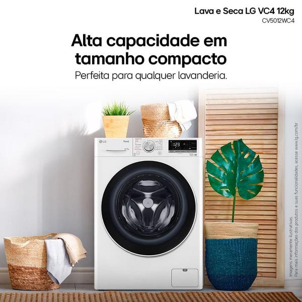 Lava e Seca LG VC4 Smart com Inteligência Artificial 12kg Branca CV5012WC4 Imagem de Lava e Seca LG VC4 Smart com Inteligência Artificial 12kg Branca CV5012WC4