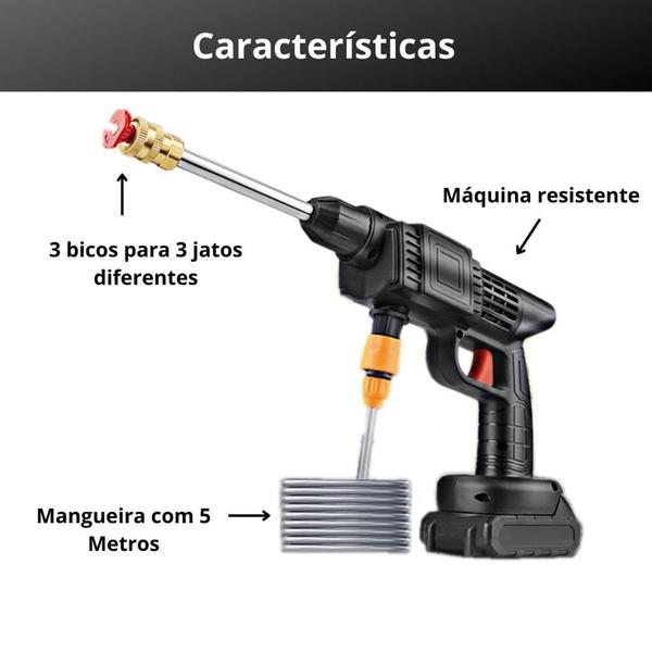 Lava Jato de Alta Pressão 5 Em 1 Recarregável - Portátil, Cor Preto, 110V/220V - DK Imagem de Lava Jato de Alta Pressão 5 Em 1 Recarregável - Portátil, Cor Preto, 110V/220V