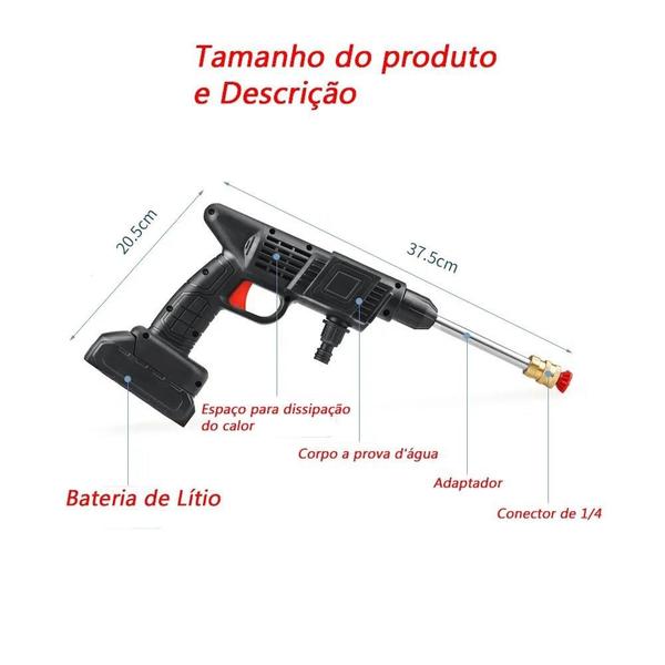 Lava Jato de Alta Pressão 5 Em 1 Recarregável - Portátil, Cor Preto, 110V/220V - DK Imagem de Lava Jato de Alta Pressão 5 Em 1 Recarregável - Portátil, Cor Preto, 110V/220V