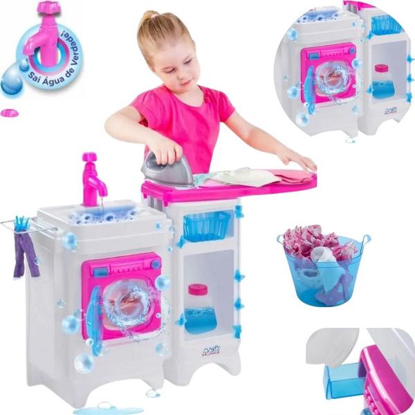 Imagem de Lava Passa e Seca Brinquedo Lavadeira Infantil Sai Água com Acessórios Magic Toys